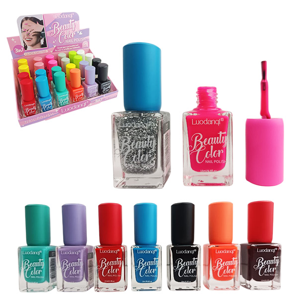 Esmalte profesional para uñas 3 en 1 de secado rápido y fácil aplicación y extracción con 24 tonos diferentes de Luodanqi